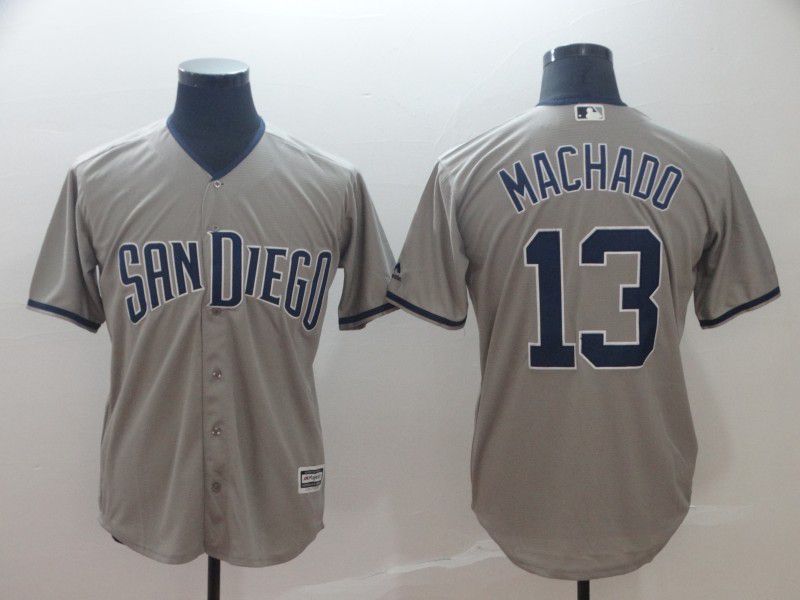 2019 MLB Men San Diego Padres #13 Machado grey game Jerseys